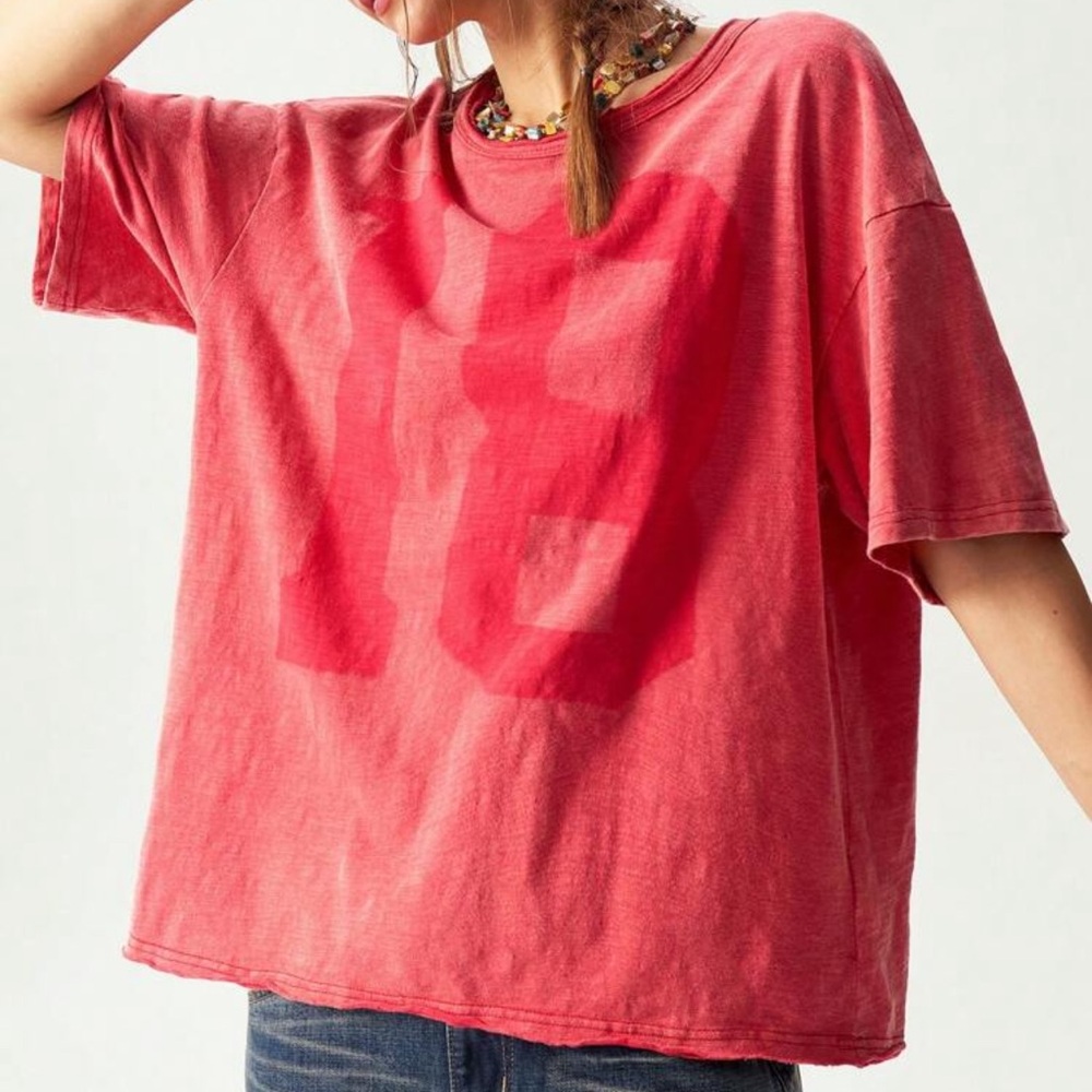 Bohemian Red Mineral Wash Oversize Top XS S M L XL